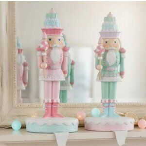 Pastel Green Nutcracker Stocking Holder Christmas Home Holiday Accent New One